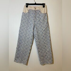 LISA Says Gah Flower Jeans Floral Blue White 29 High Waisted Denim Straight Leg